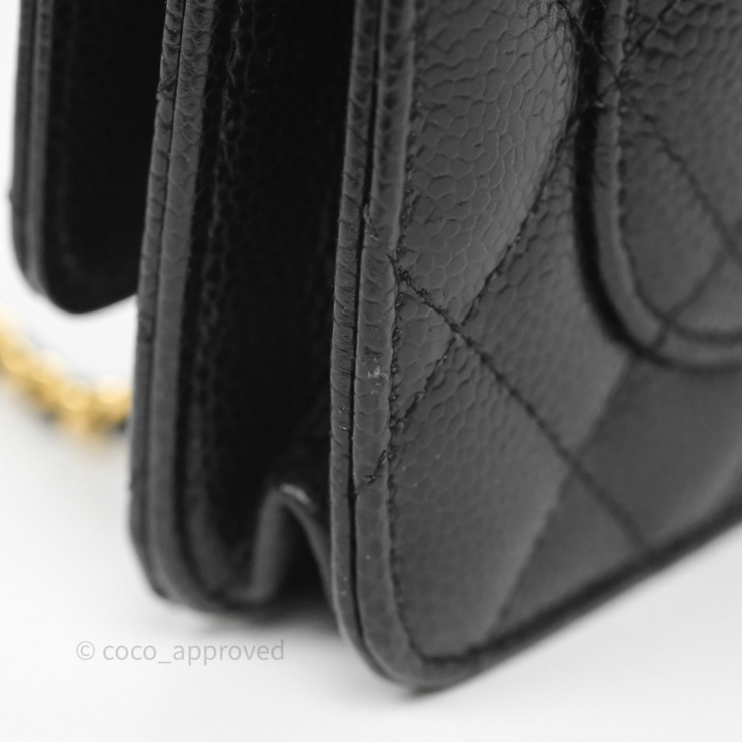 Chanel Classic Wallet On Chain WOC Quilted Black Caviar Gold Hardware