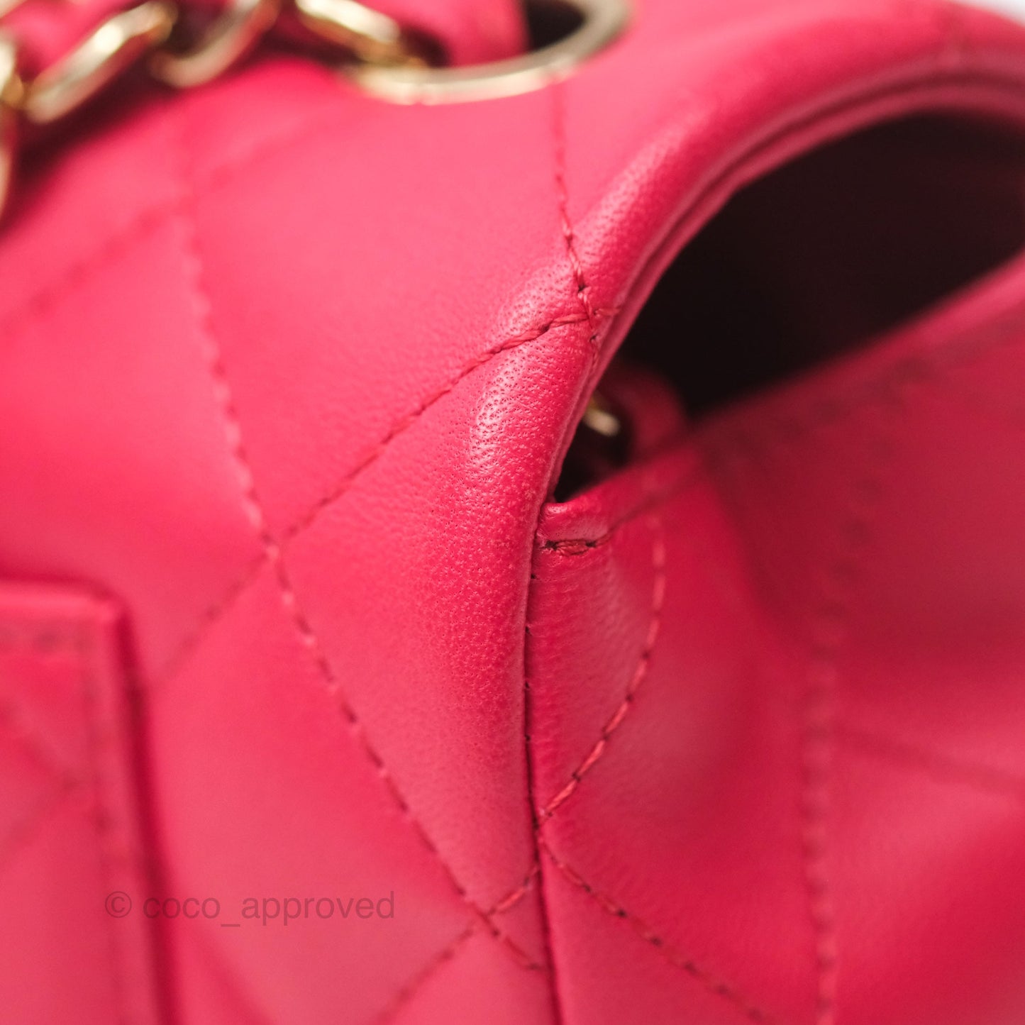 Chanel Quilted Mini Rectangular Flap Berry Red Lambskin Gold Hardware