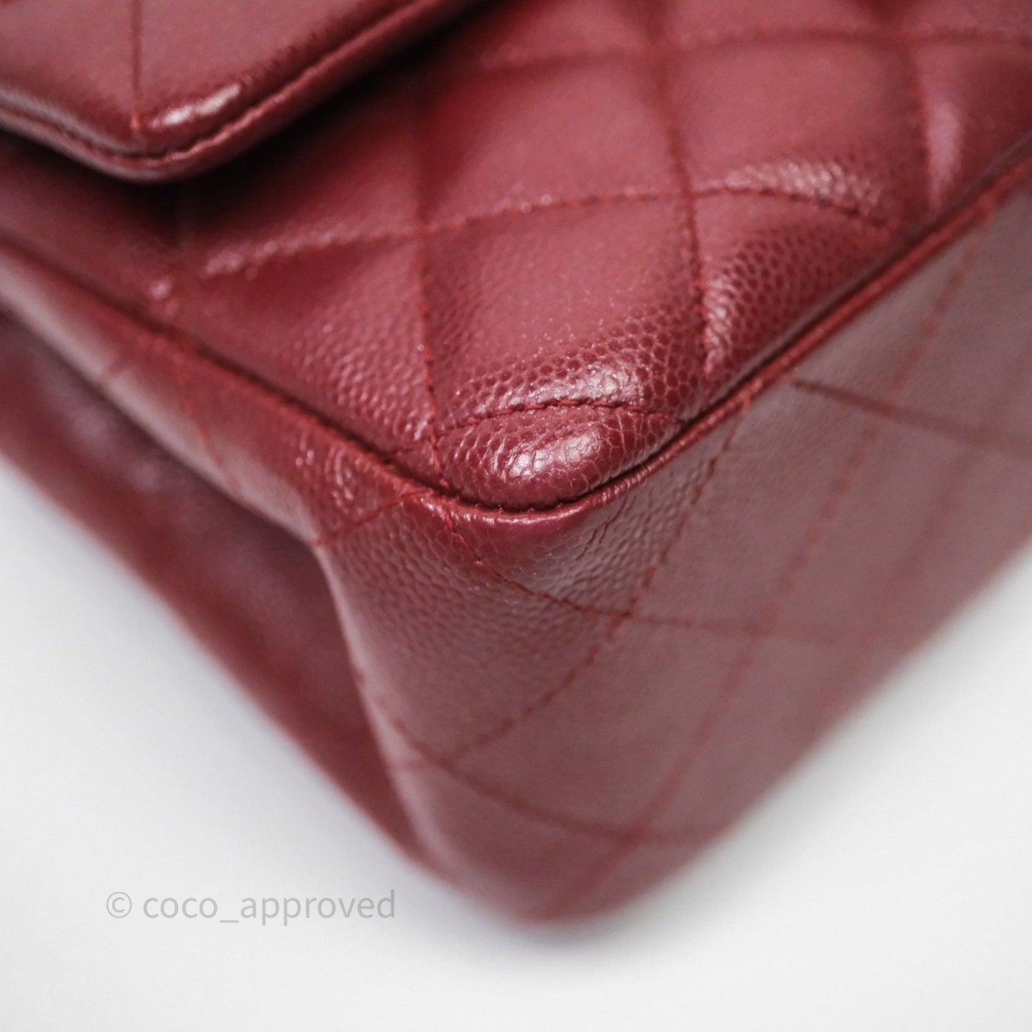 Chanel Classic Quilted Mini Rectangular Flap Burgundy Caviar Aged Gold Hardware