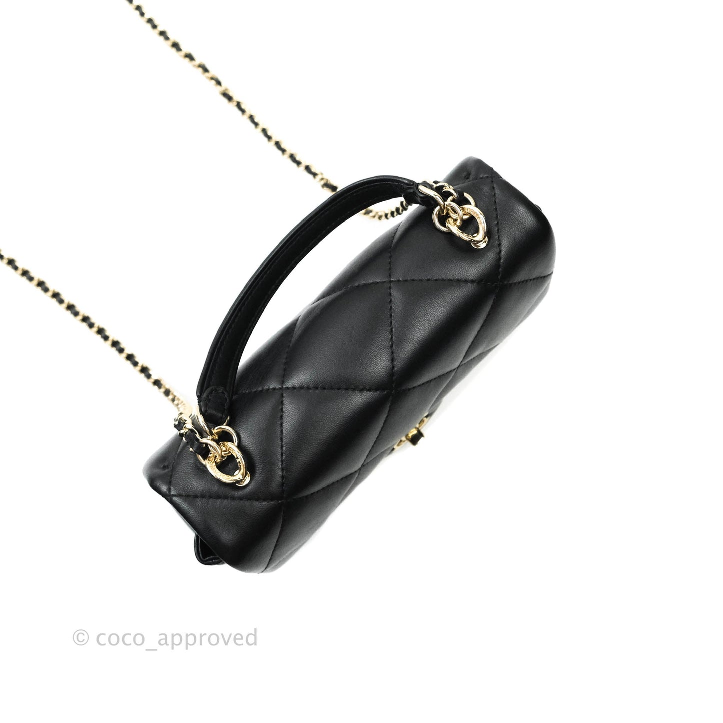 Chanel Easy Cherry Flap Bag With Handle Black Lambskin Gold Hardware 19K