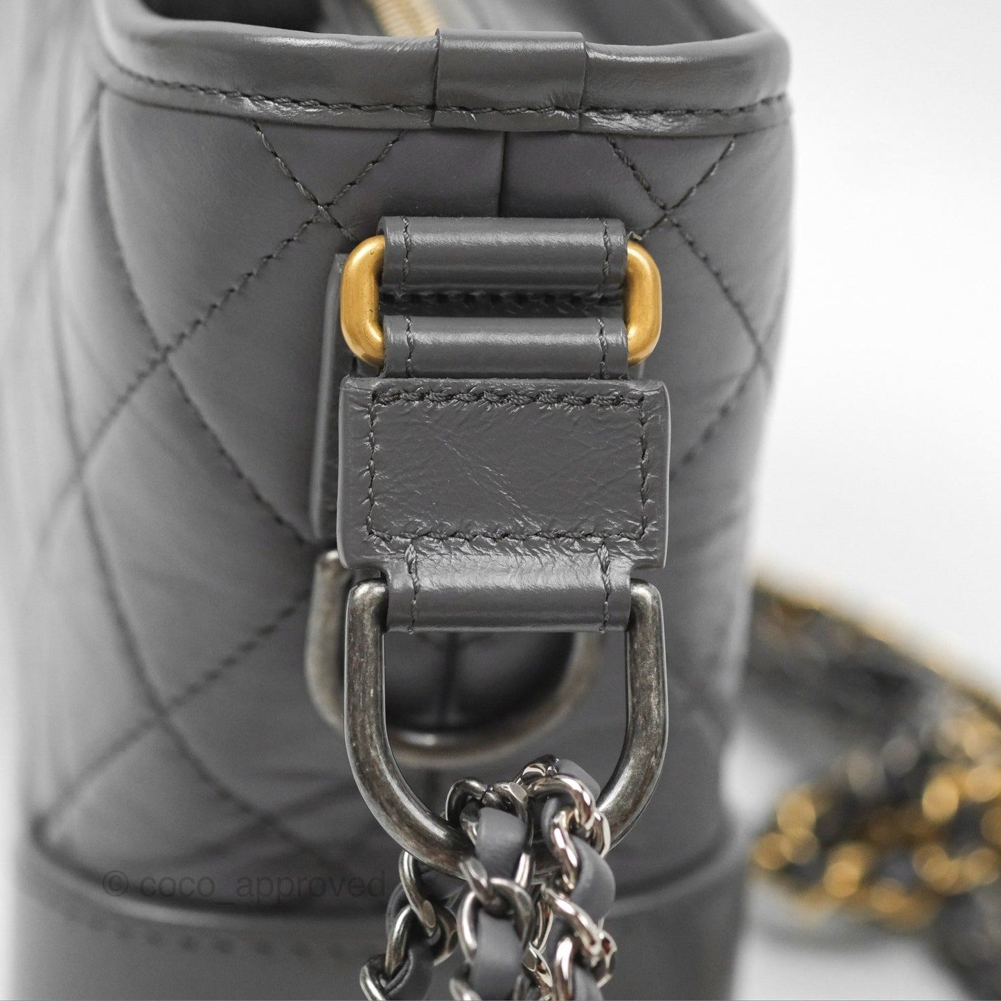 Chanel Small Gabrielle Hobo Quilted Dark Grey Aged Calfskin