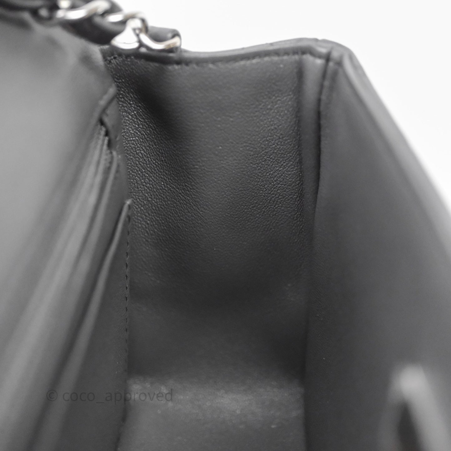 Chanel Quilted Mini Rectangular Dark Grey Lambskin Silver Hardware