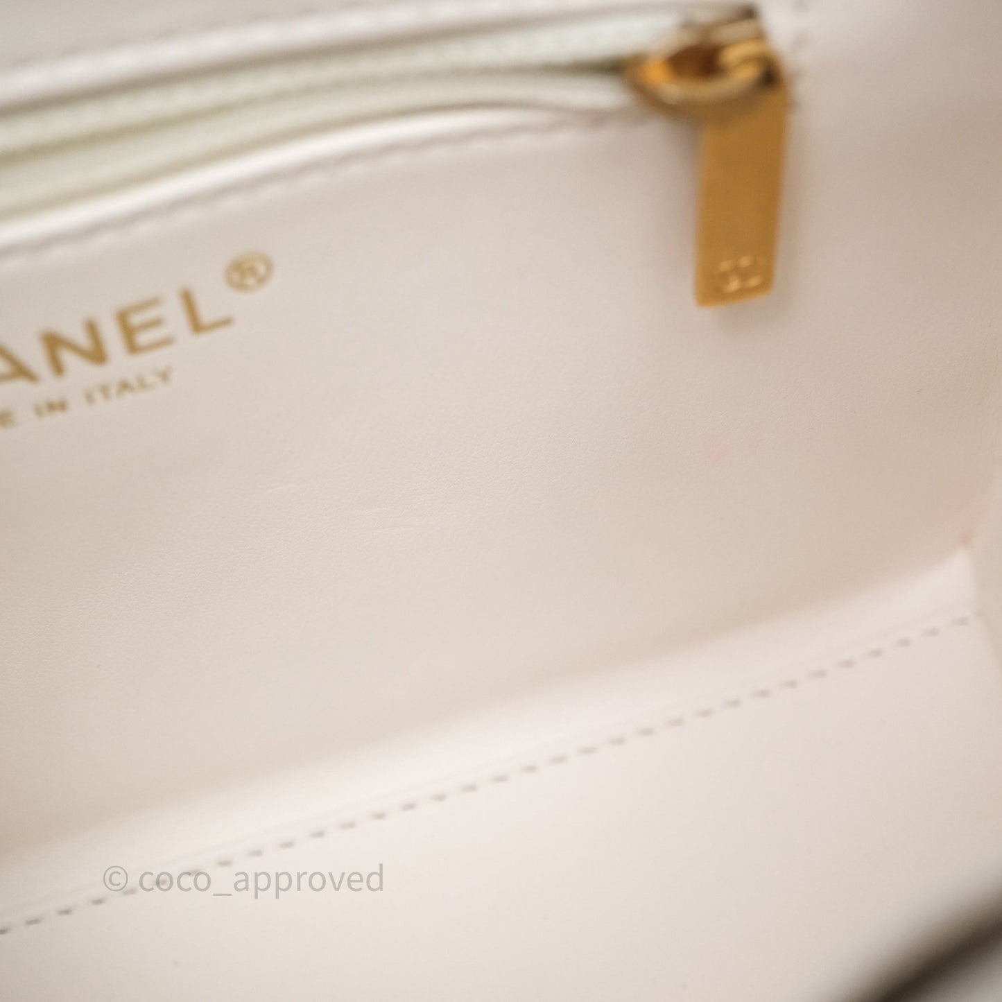 Chanel Kelly Bag Quilted White Lambskin Aged Gold Hardware