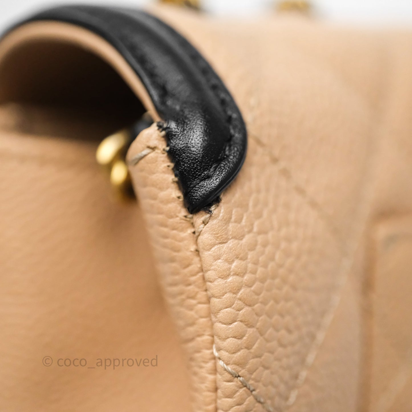 Chanel Small CC Filigree Flap Quilted Beige Black Caviar