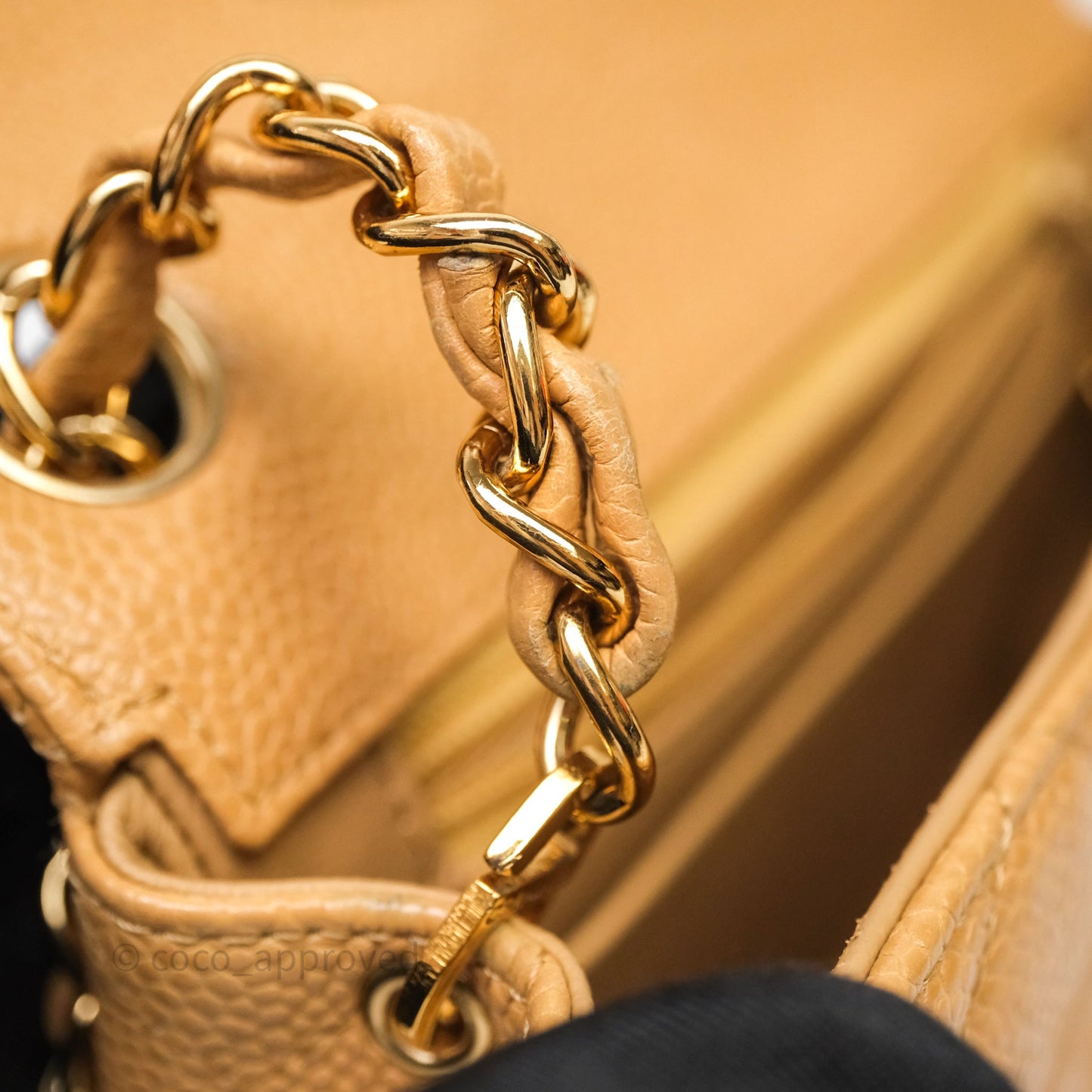 Chanel Vintage Mini Square Beige Caviar Gold Hardware