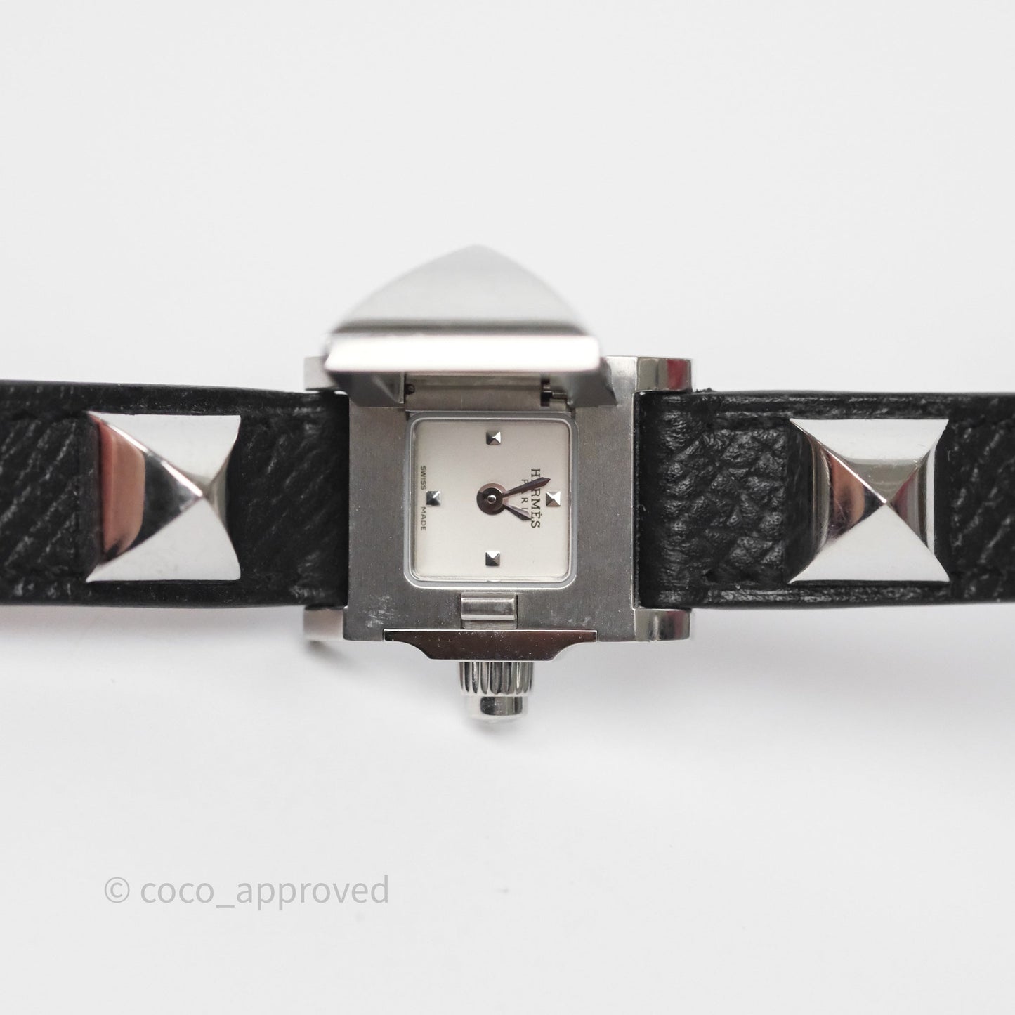 Hermes Medor Watch Mini Model Black Double Strap & Orange Strap