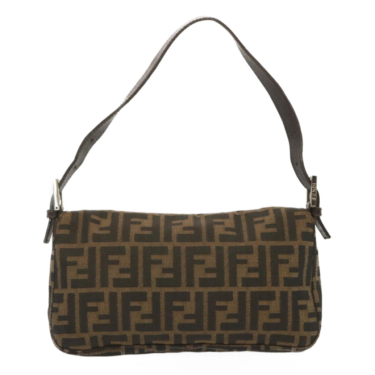 Luxury FendiZucca Canvas Mamma Baguette Shoulder Bag Black Brown68148