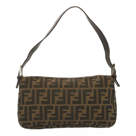 Luxury FendiZucca Canvas Mamma Baguette Shoulder Bag Black Brown68148