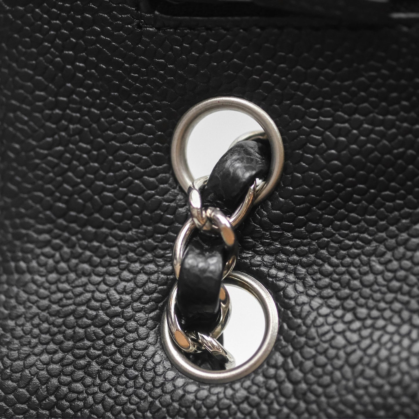 Chanel Classic M/L Medium Flap Quilted Black Caviar Silver Hardware