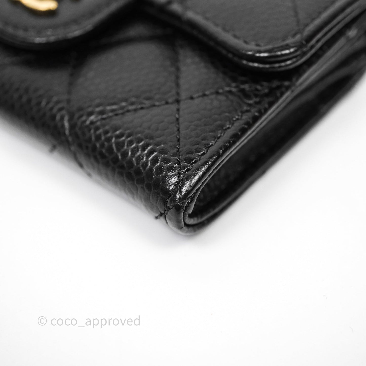 Chanel Classic Quilted Flap Card Holder Black Caviar Gold Hardware