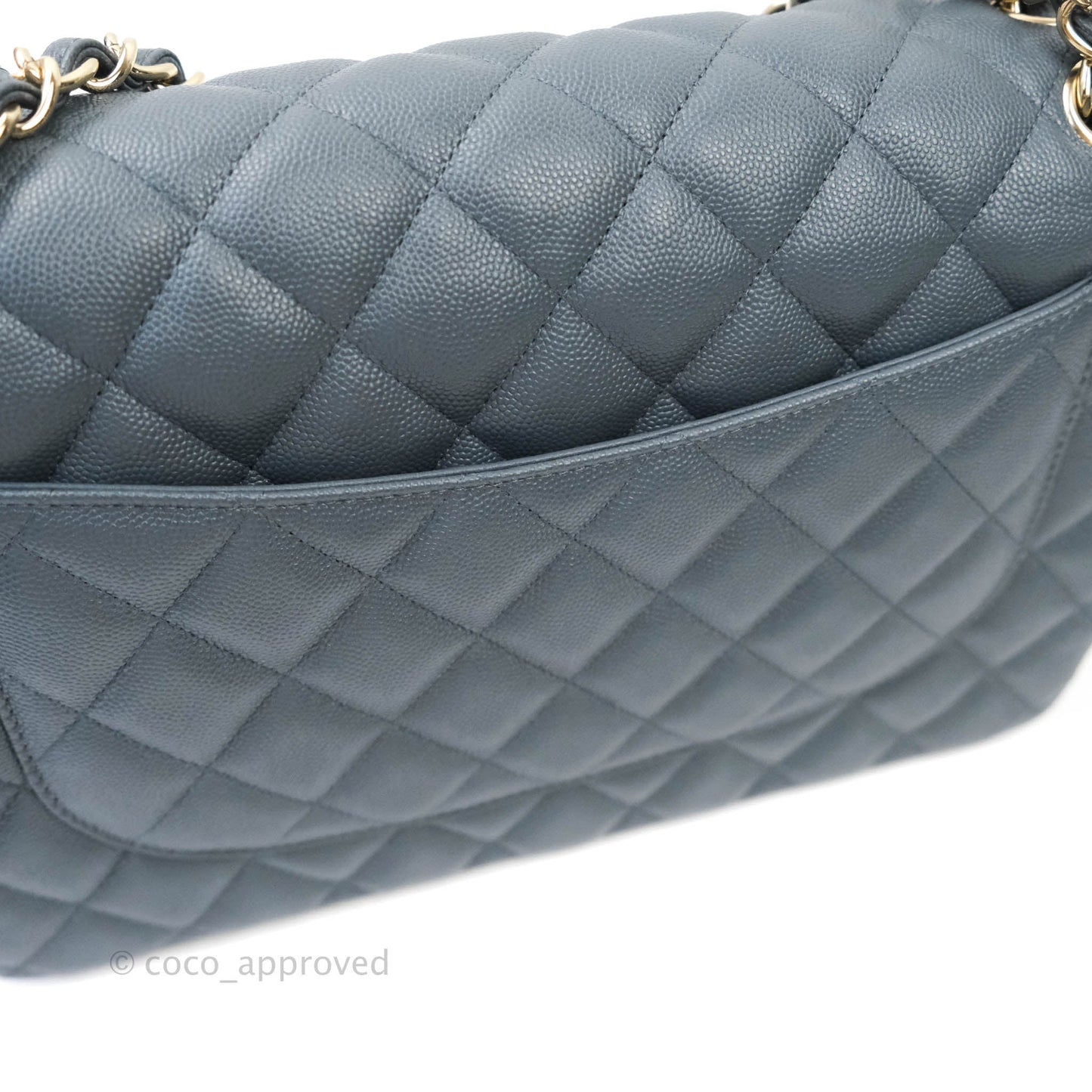 Chanel Jumbo Double Flap Grey Caviar Gold Hardware⁣⁣ 18B