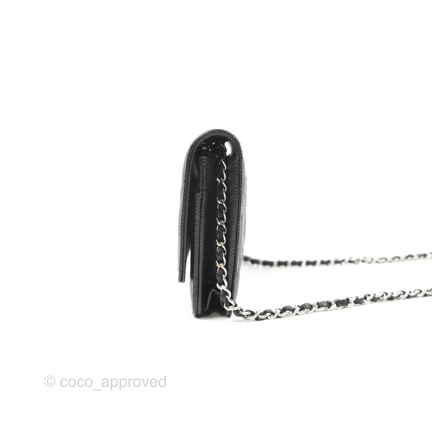 Chanel Quilted Classic Wallet On Chain WOC Black Caviar Silver Hardware
