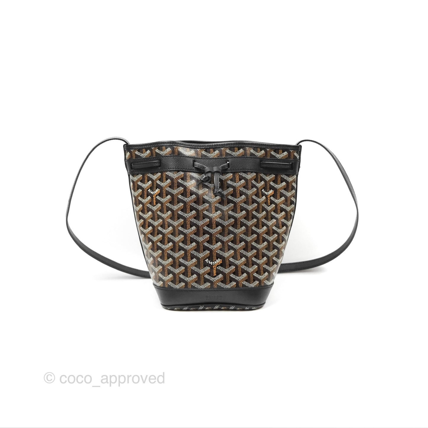 Goyard Petit Flot Bucket Bag Black Goyardine Canvas