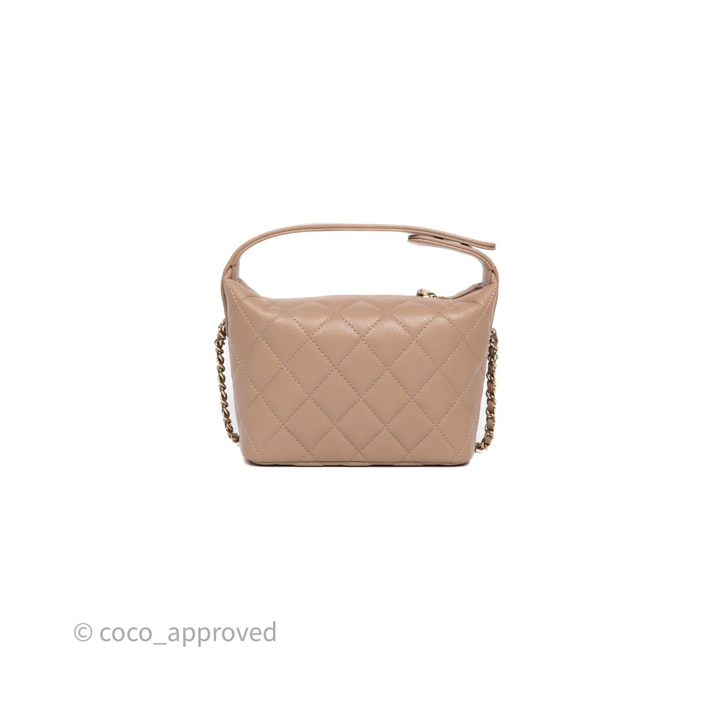 Chanel Quilted Hobo With Chain Beige Fonce Caviar Gold Hardware