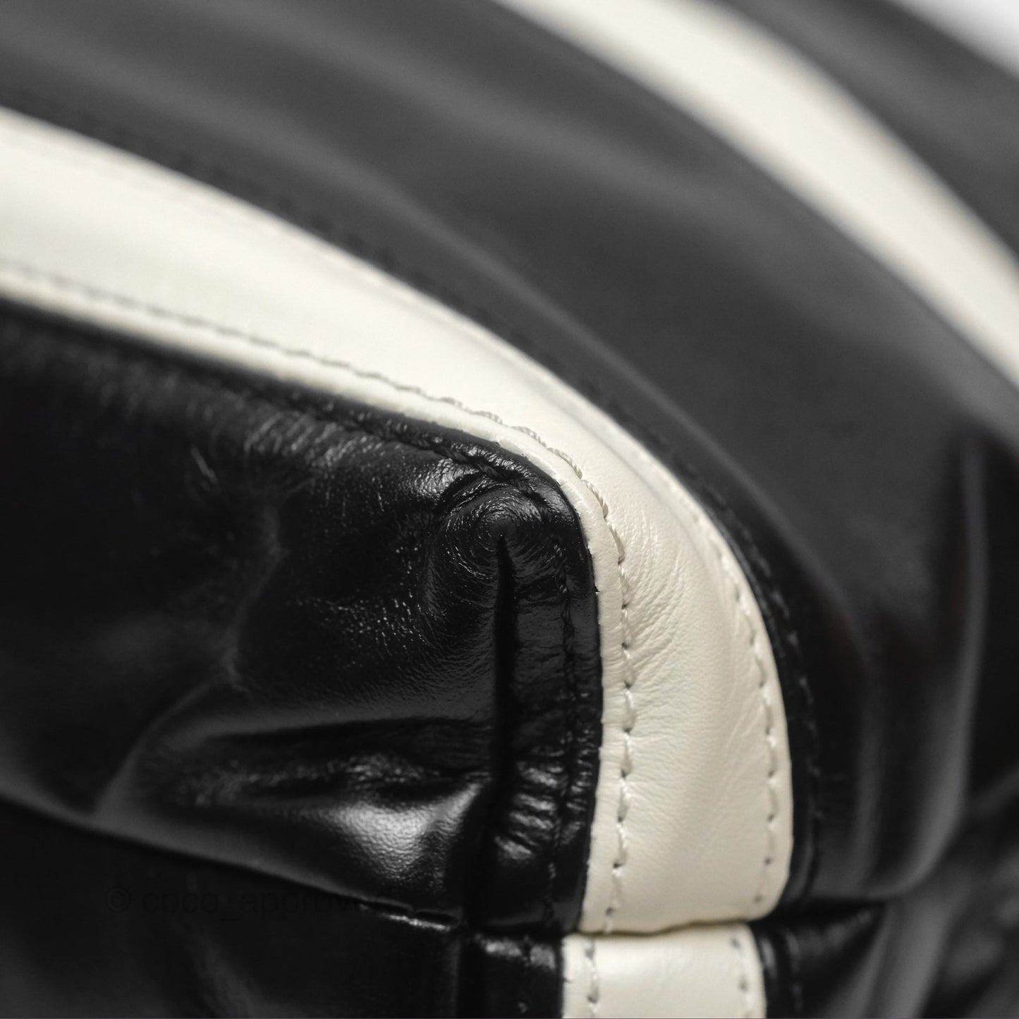 Chanel 22 Mini Bag Striped Black/ White Crumpled Calfskin