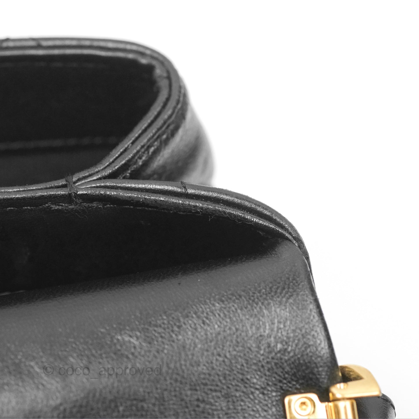 Chanel Chain Handle Flap Bag Black Goatskin Gold Hardware