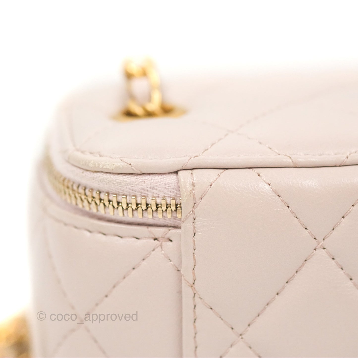 Chanel Classic Pearl Crush Mini Vanity With Chain Lilac Pink Lambskin Aged Gold Hardware