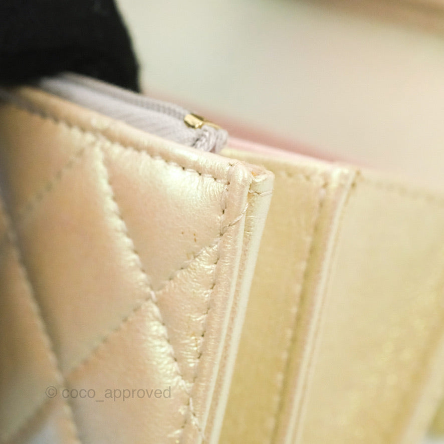Chanel Quilted Mini Wallet on Chain WOC Iridescent Ivory Gold Hardware 20B