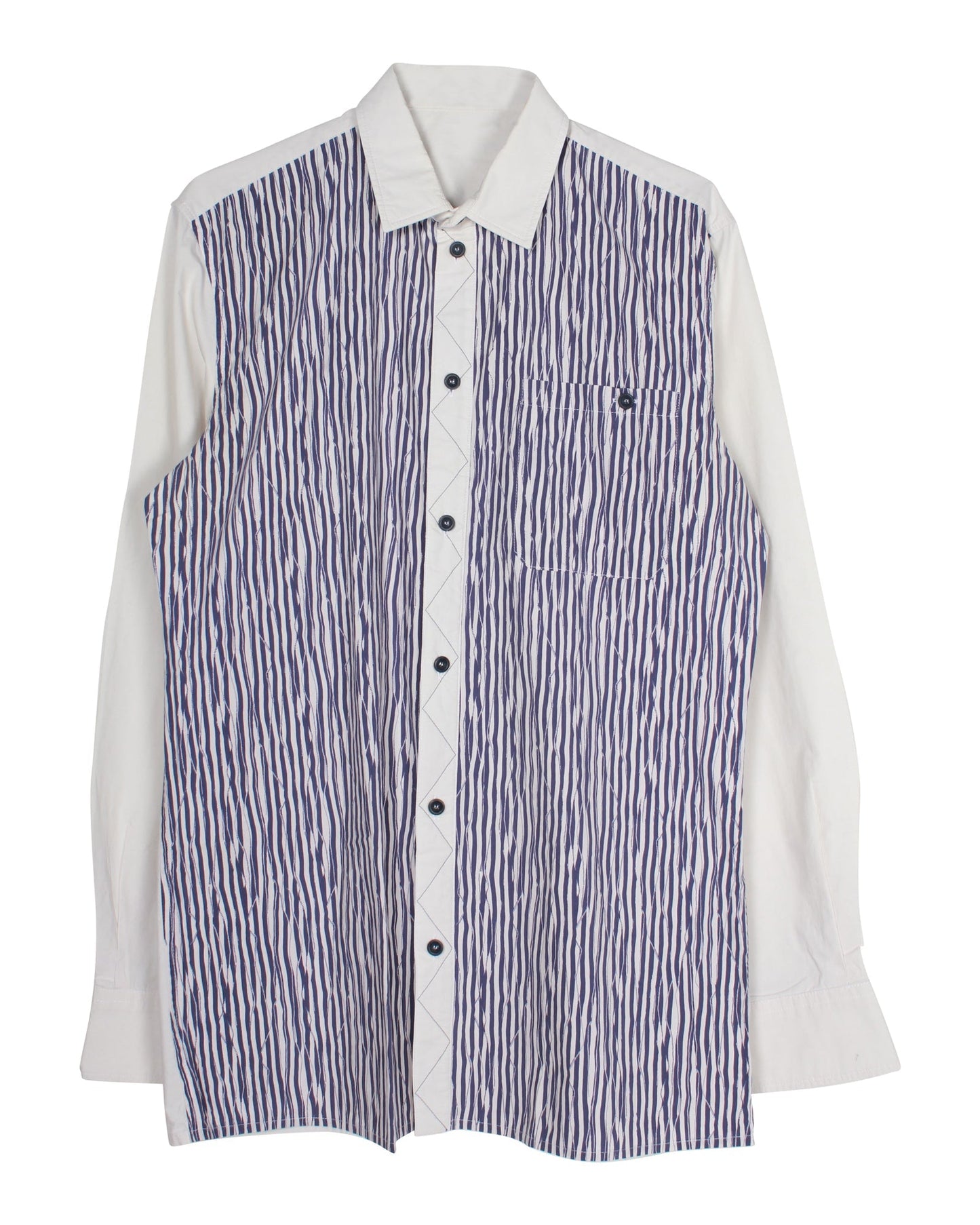 Luxury Bottega Veneta Striped Button Up Shirt in Blue and White Cotton