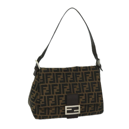 Luxury FendiZucca Canvas Mamma Baguette Shoulder Bag Black Brown68265
