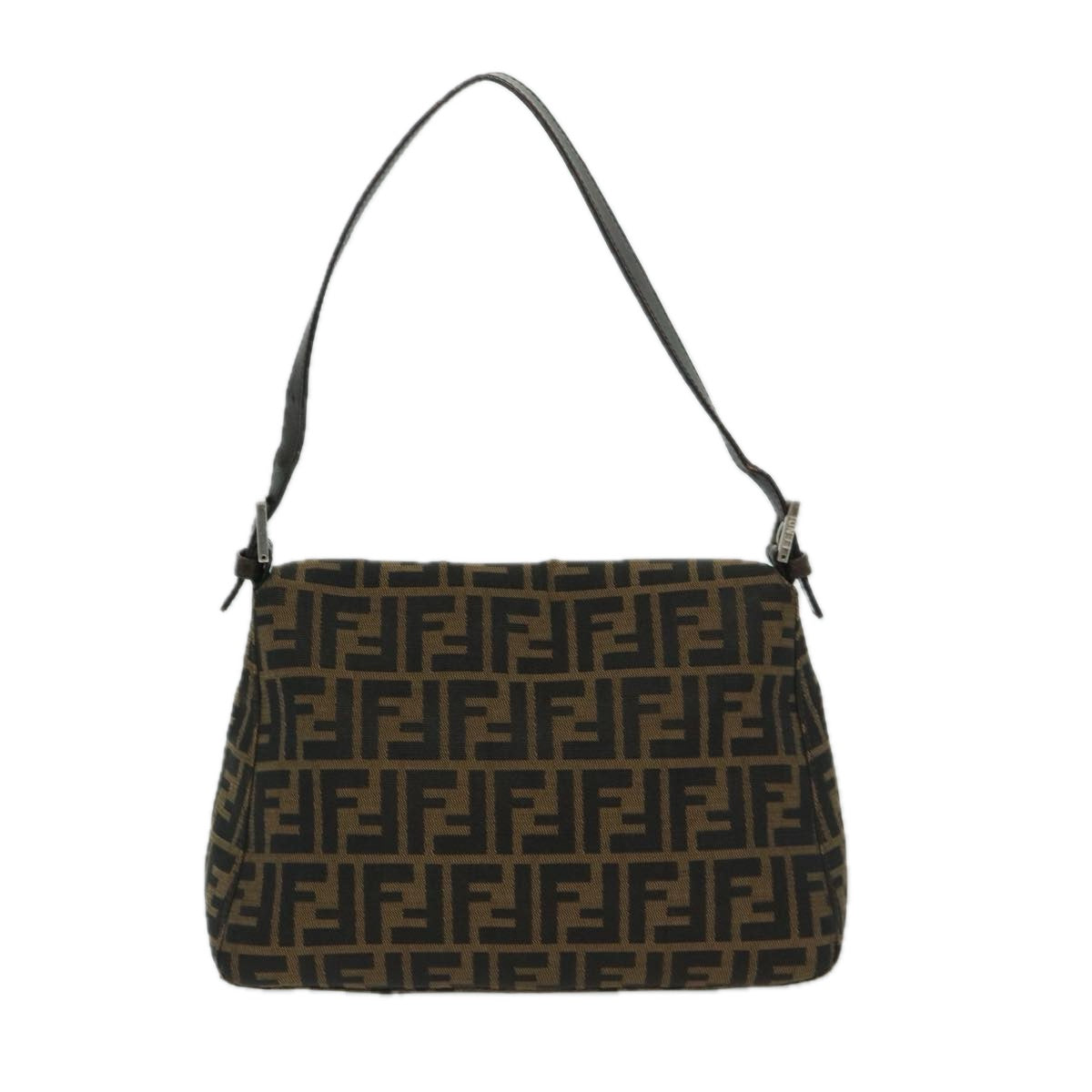 Luxury FendiZucca Canvas Mamma Baguette Shoulder Bag Black Brown68265