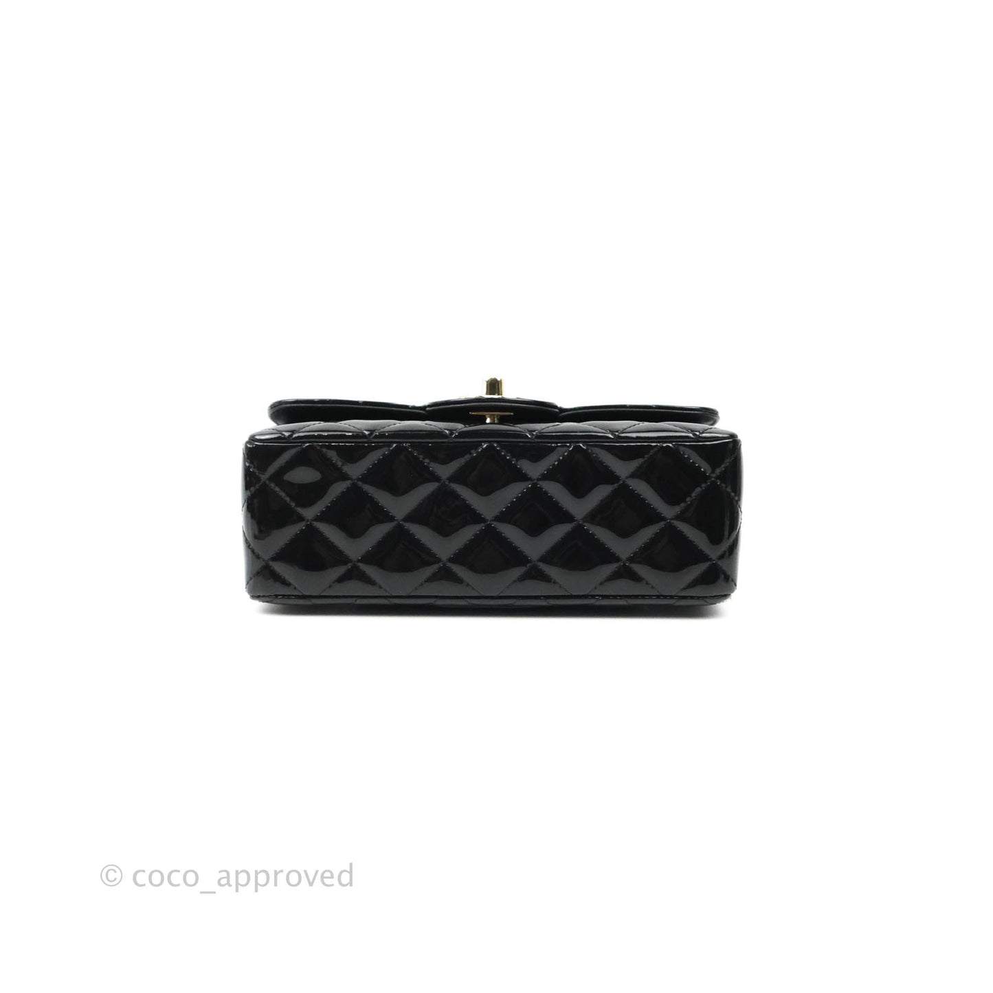 Chanel Quilted Mini Rectangular Black Patent Gold Hardware