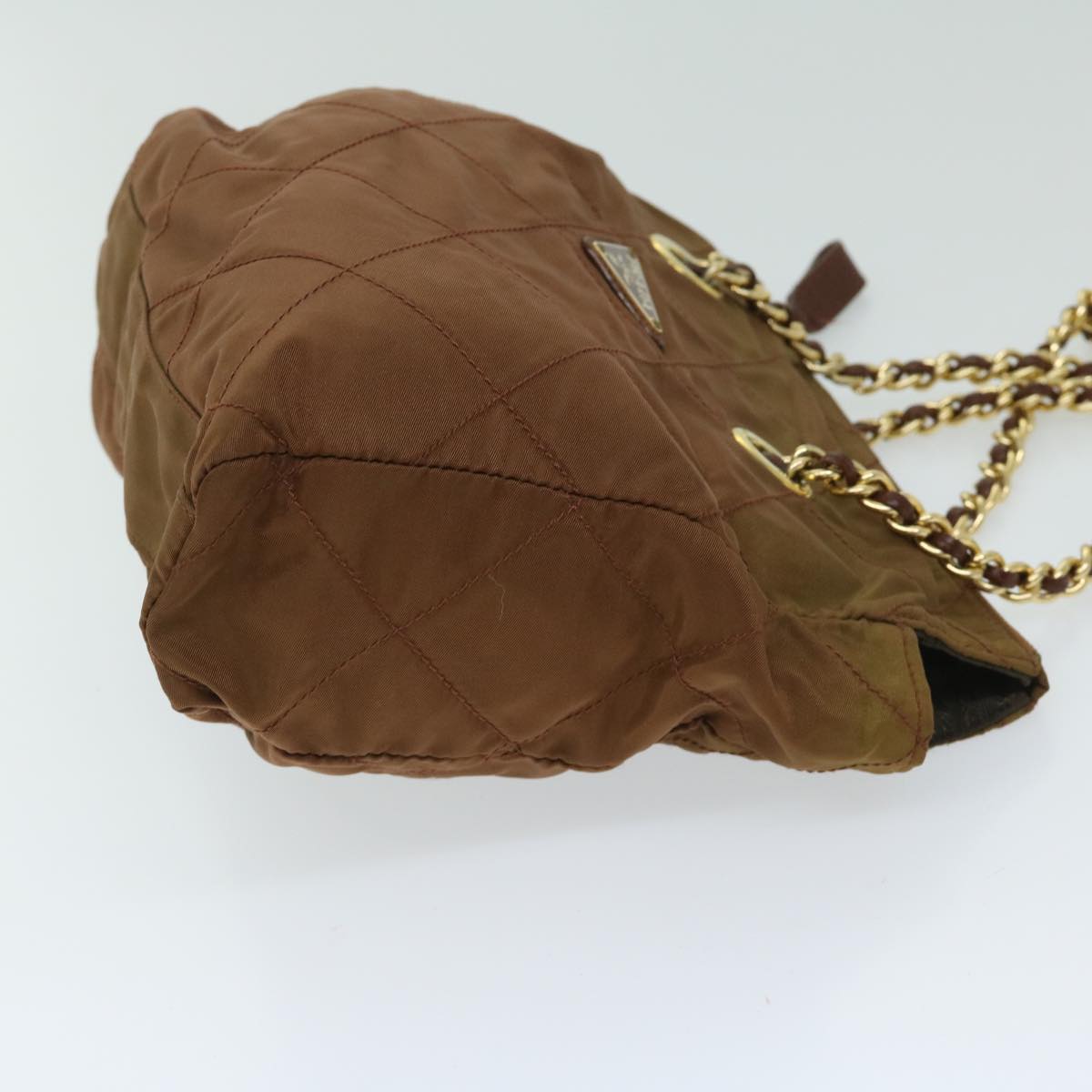 Luxury PradaQuilted Chain Shoulder Bag Nylon Brown 68274