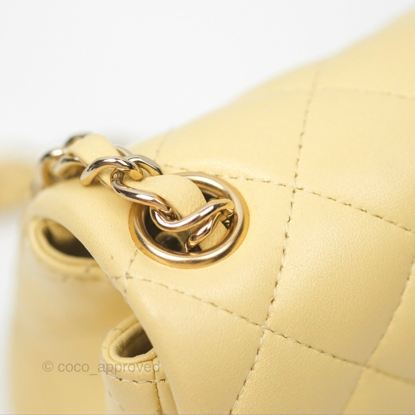 Chanel Mini Square Quilted Yellow Lambskin Gold Hardware