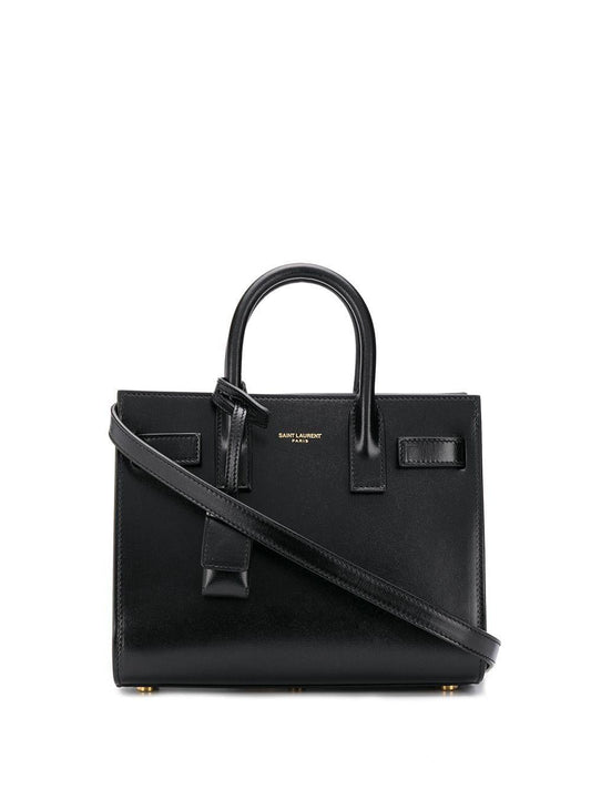 Luxury Saint Laurent Women's Sac De Jour Nano Leather Tote Bag in Black | Size UNICA | 39203502G9W