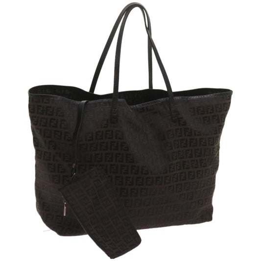 Luxury FendiZucchino Canvas Tote Bag Brown Black68286
