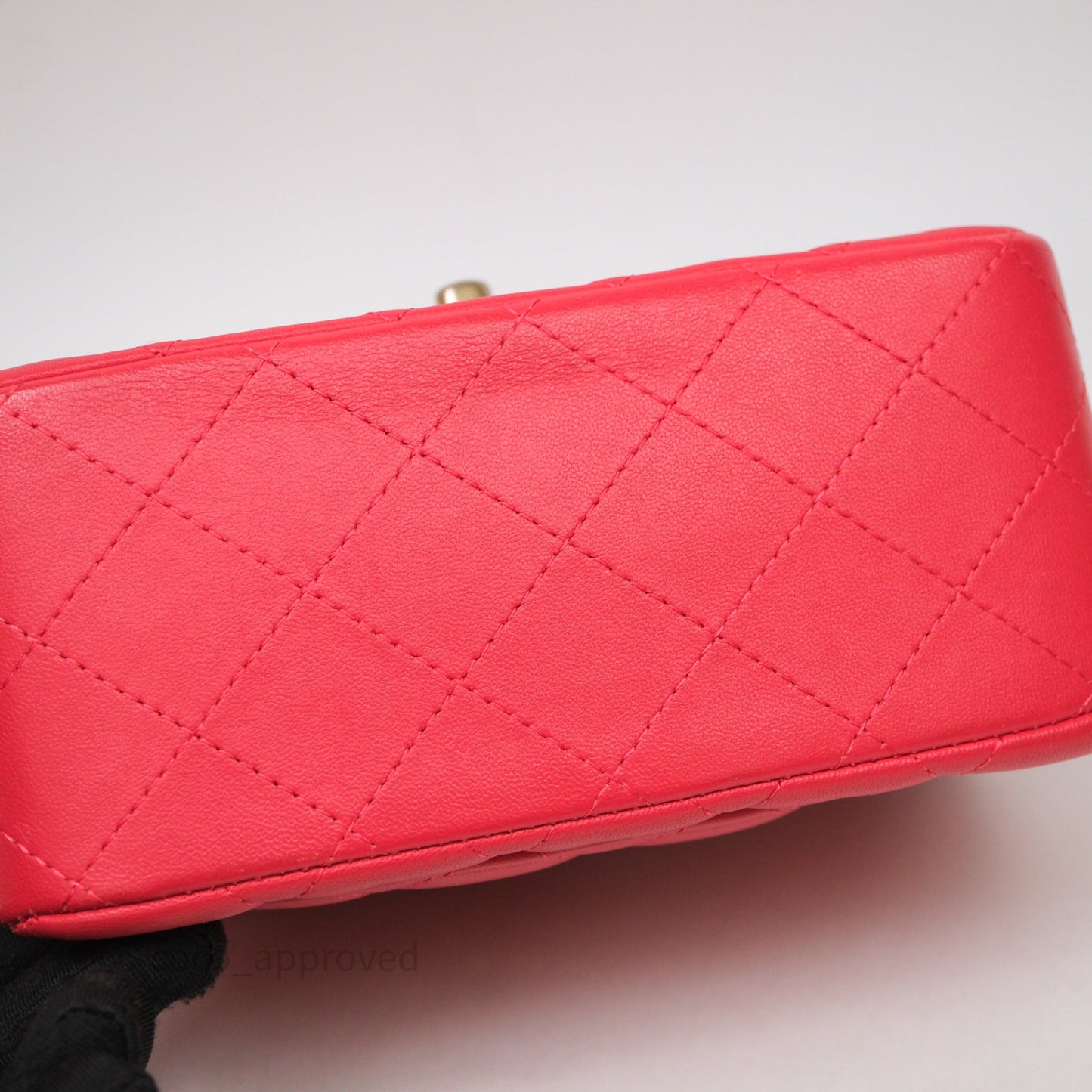 Chanel Mini Square Quilted Red Lambskin Aged Gold Hardware