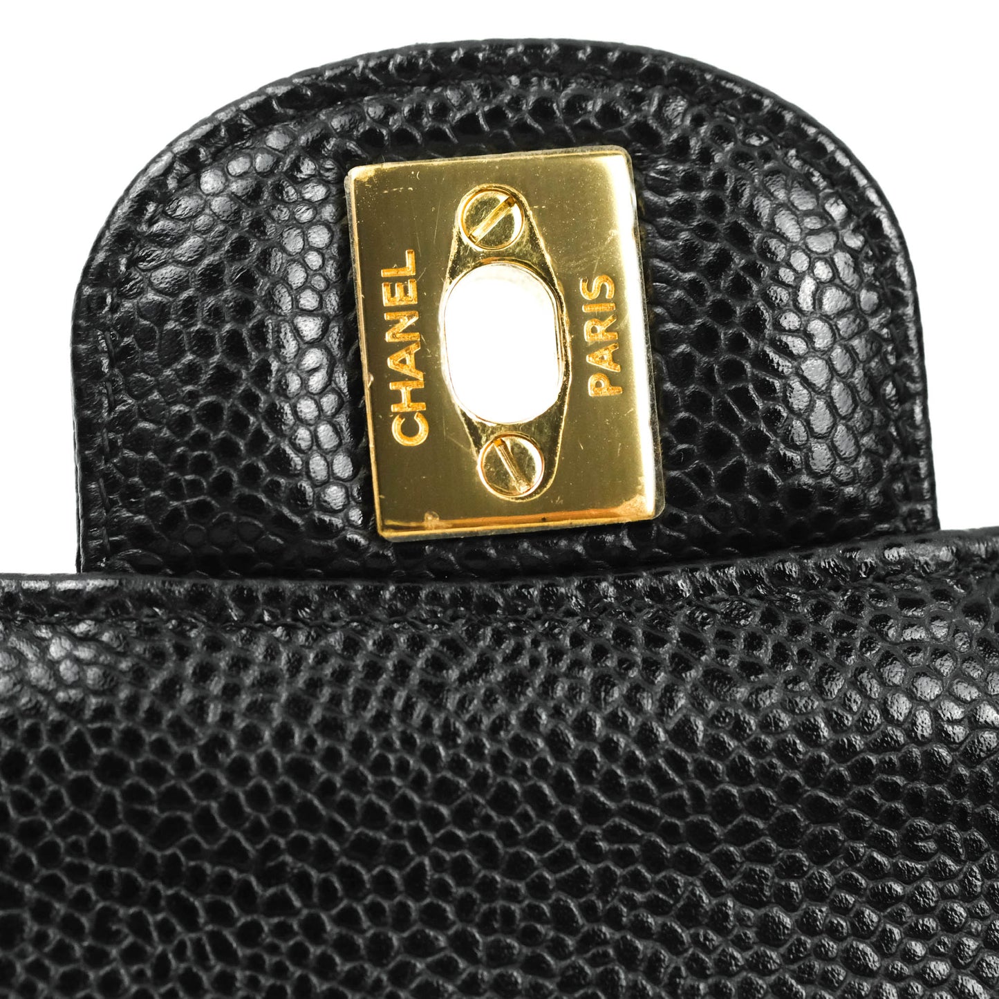 Chanel Quilted M/L Medium Double Flap Black Caviar Gold Hardware