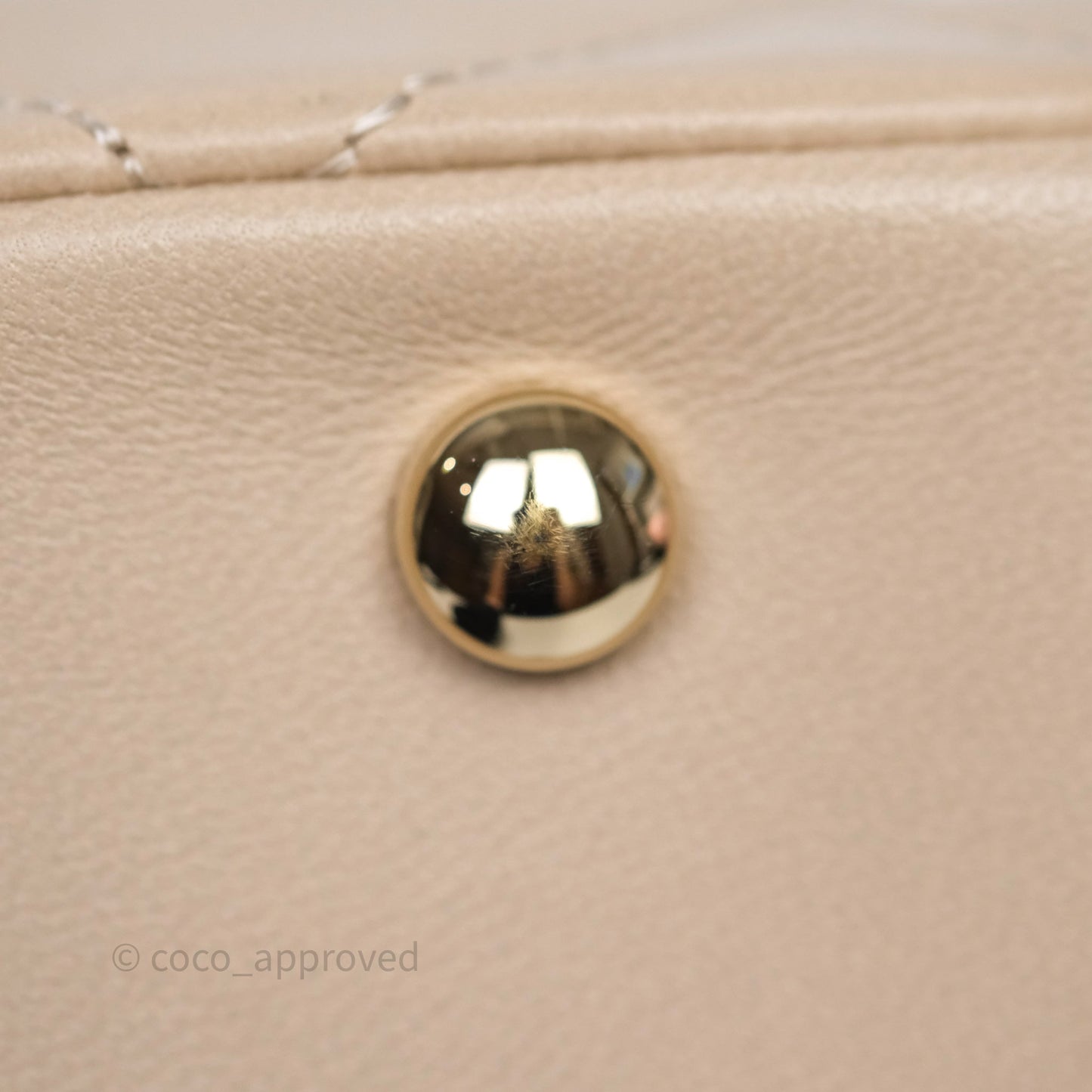 Chanel Quilted Top Handle Carry Chic Bag Beige Lambskin Gold Hardware
