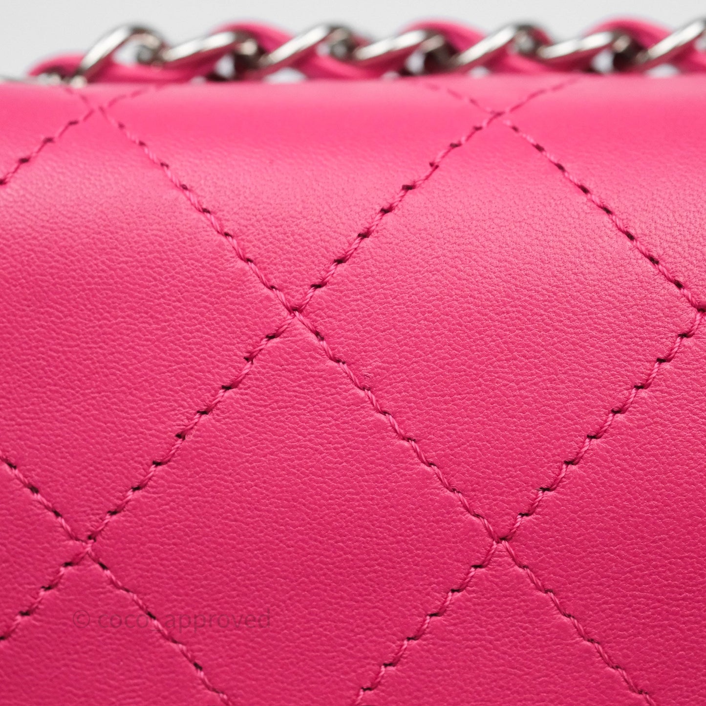 Chanel Stitched Double Flap Bag Pink Calfskin Silver Hardware