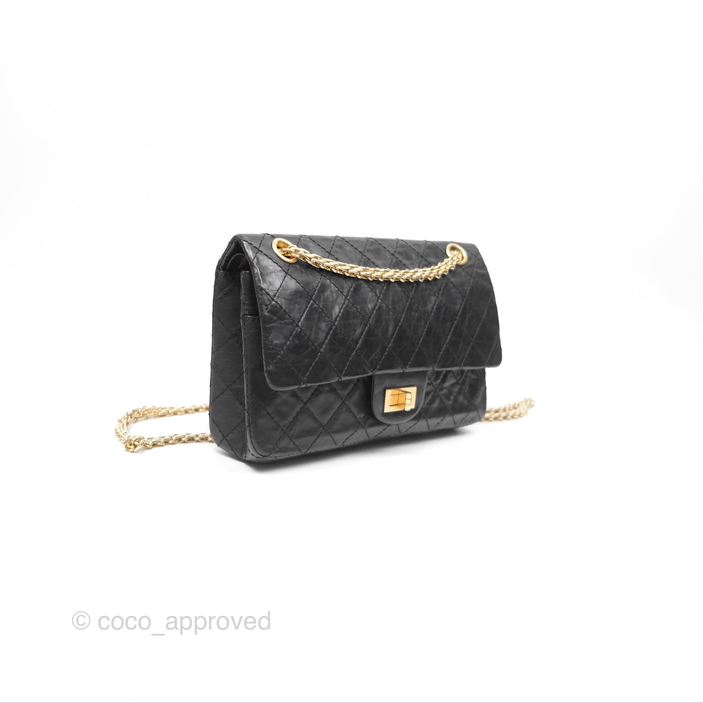 Chanel Reissue 225 Quilted Black Aged Calfskin Aged Gold Hardware