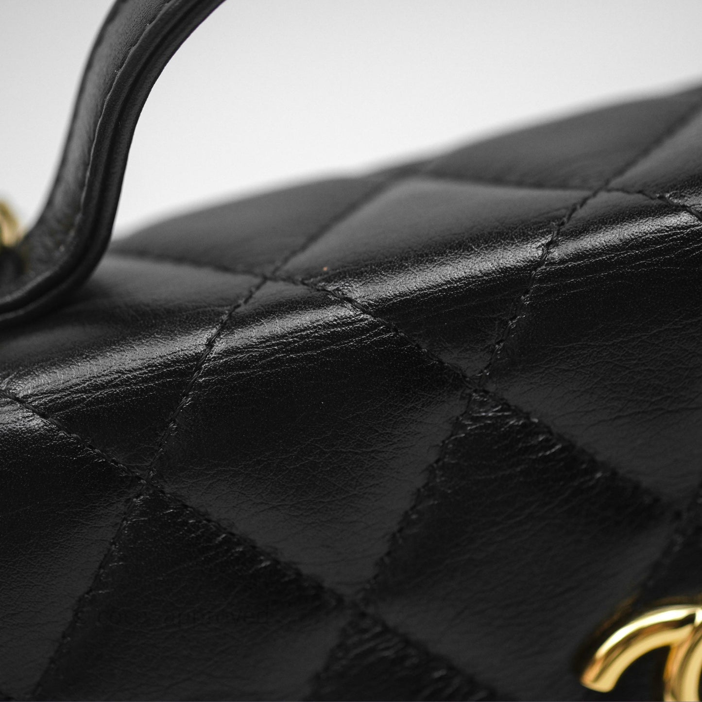 Chanel Quilted Phone Holder with Chain Black Shiny Calfskin Gold Hardware 23A