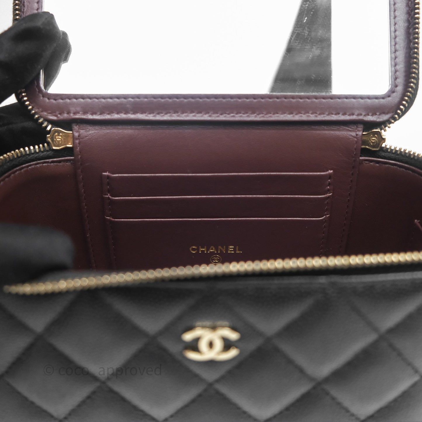 Chanel Vanity Rectangular With Chain Black Caviar Gold Hardware