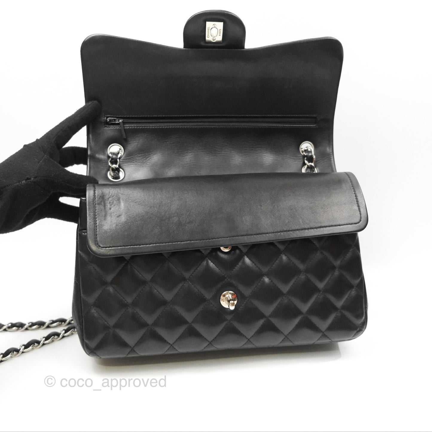 Chanel Jumbo Double Flap Black Lambskin Silver Hardware⁣⁣