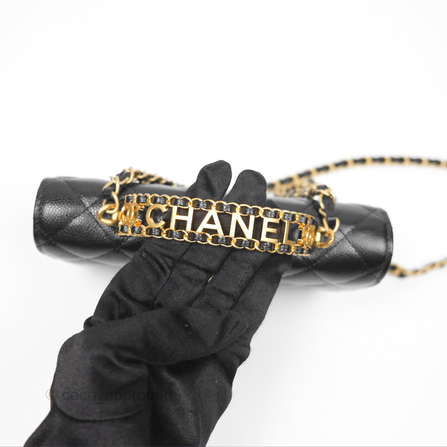 Chanel Top Handle Wallet On Chain WOC Black Caviar Gold Hardware 22S