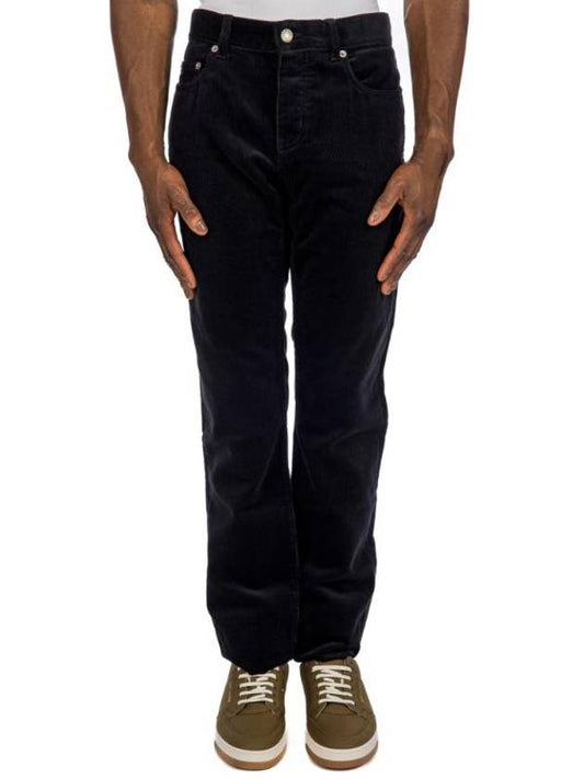 Luxury Saint Laurent Men's Corduroy Straight Pants Black