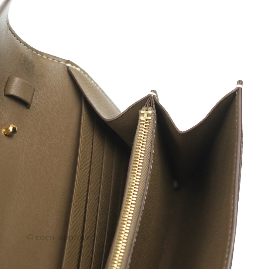 Hermès Constance Long To Go Wallet Etoupe Epsom Gold Hardware