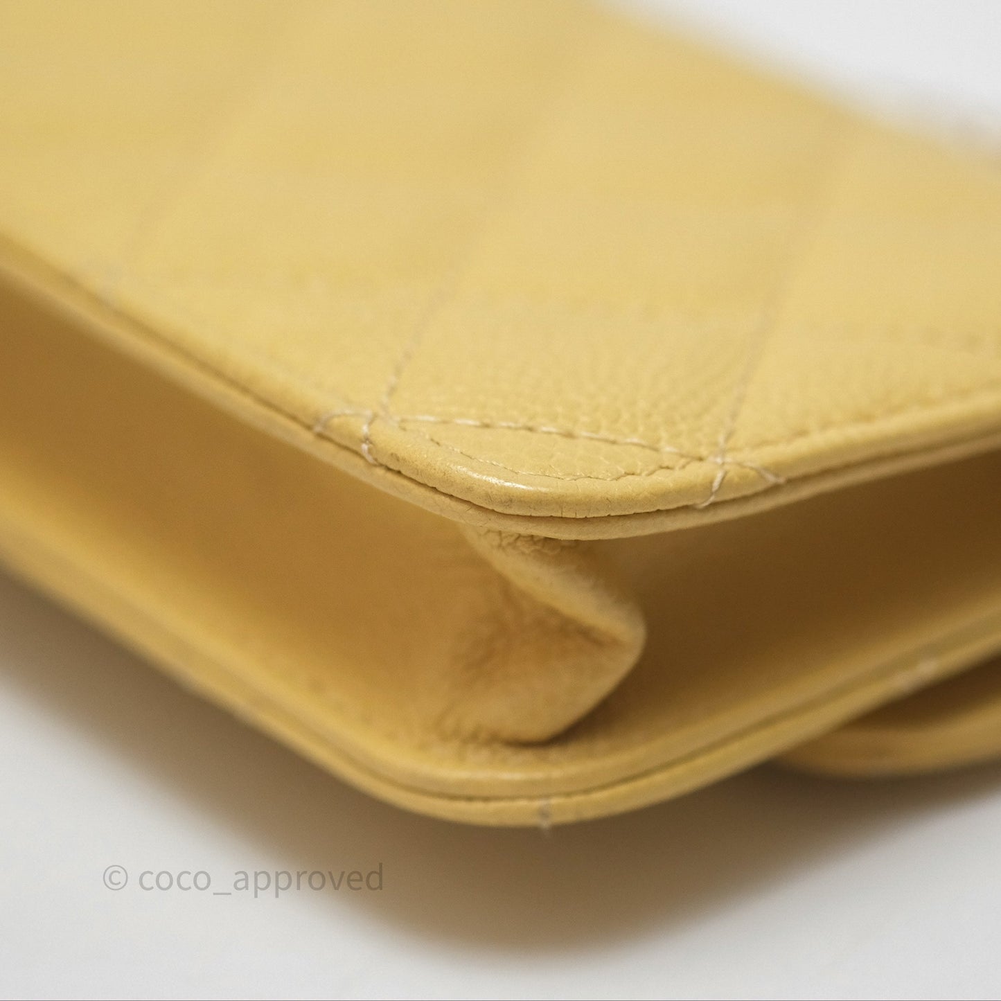 Chanel Mini Clutch With Chain Yellow Caviar Aged Gold Hardware