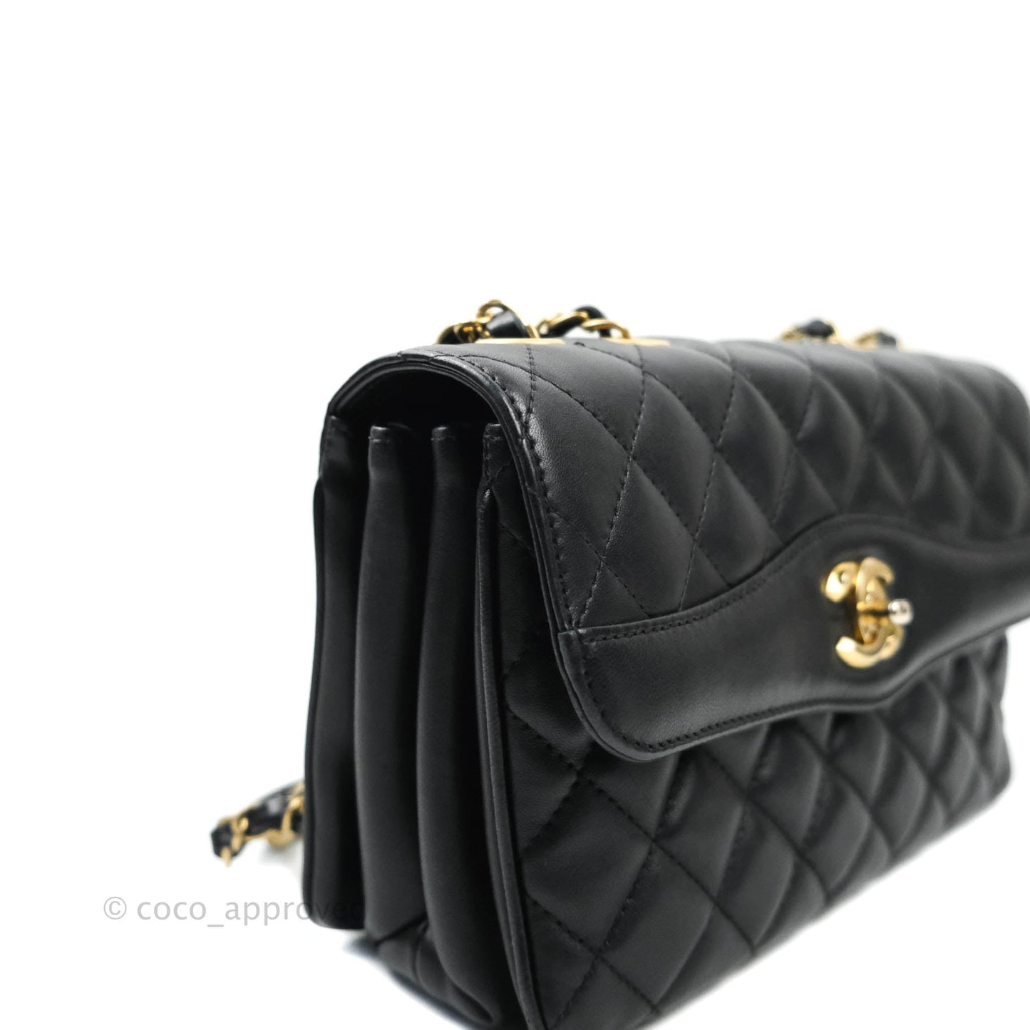 Chanel Coco Vintage Flap Bag Black Lambskin Aged Gold Hardware