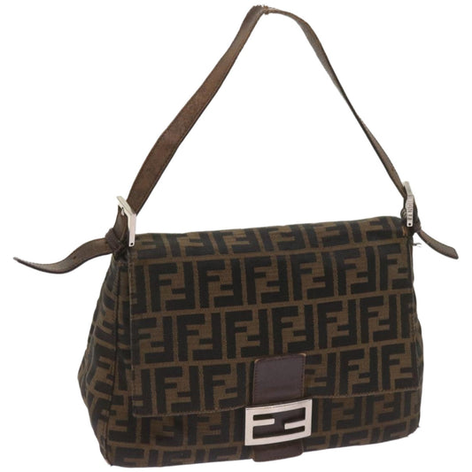 Luxury FendiZucca Canvas Mamma Baguette Shoulder Bag Brown68315