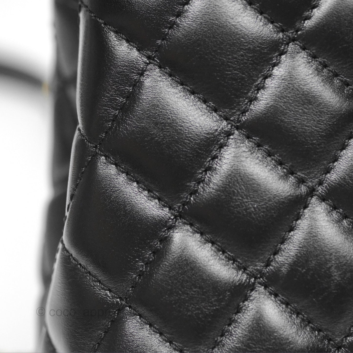 Chanel Small Coco Handle Quilted Black Calfskin Aged Gold Hardware