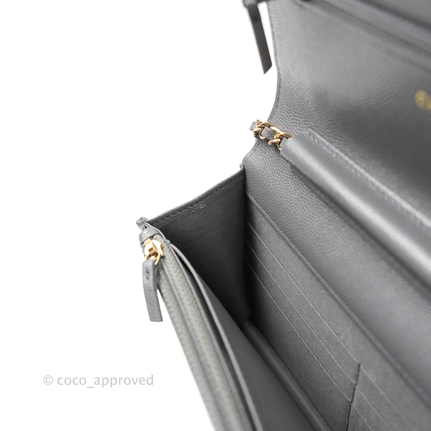 Chanel Wallet On Chain WOC Caviar Grey Gold Hardware