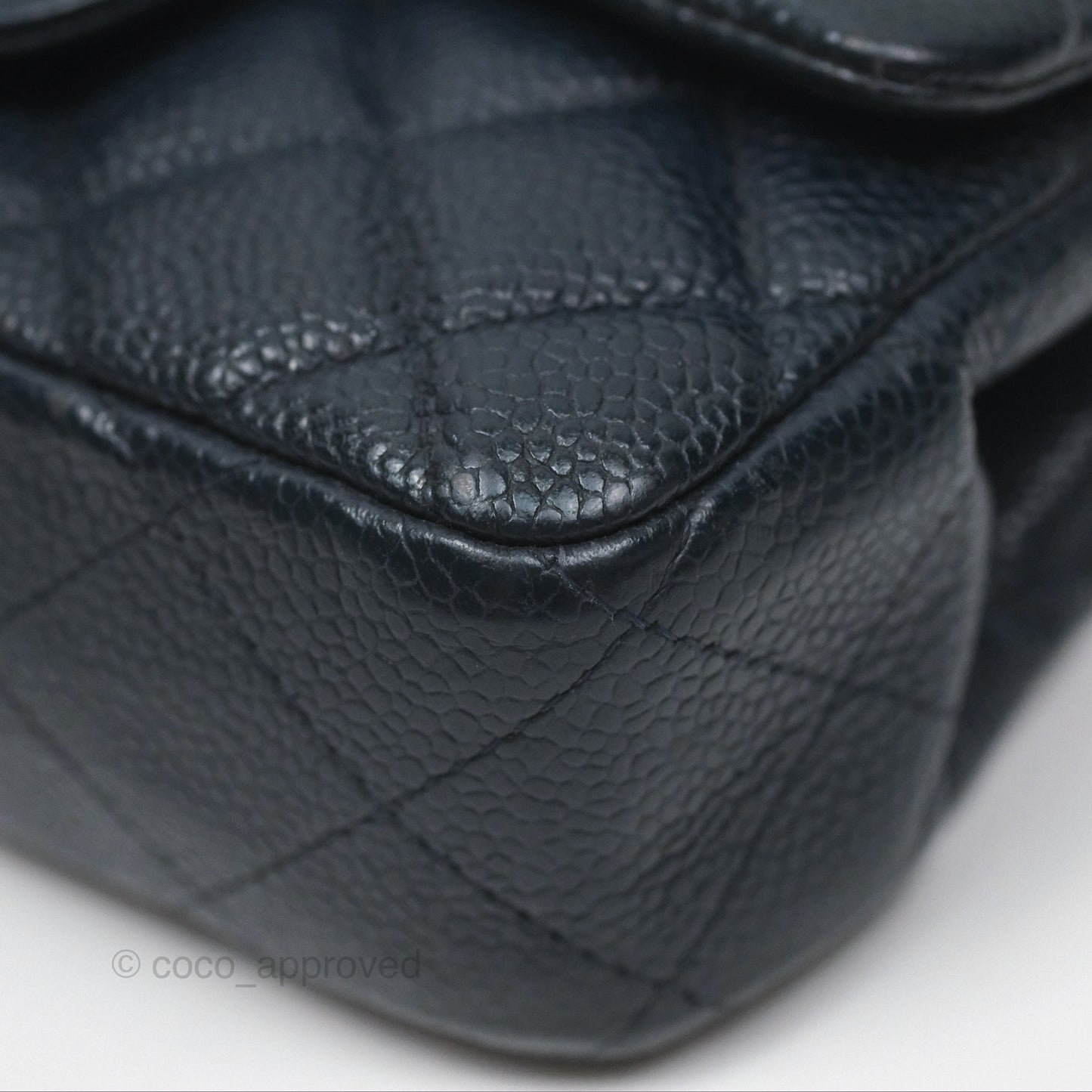 Chanel Quilted Extra Mini Rectangular Flap Dark Navy Caviar Silver Hardware