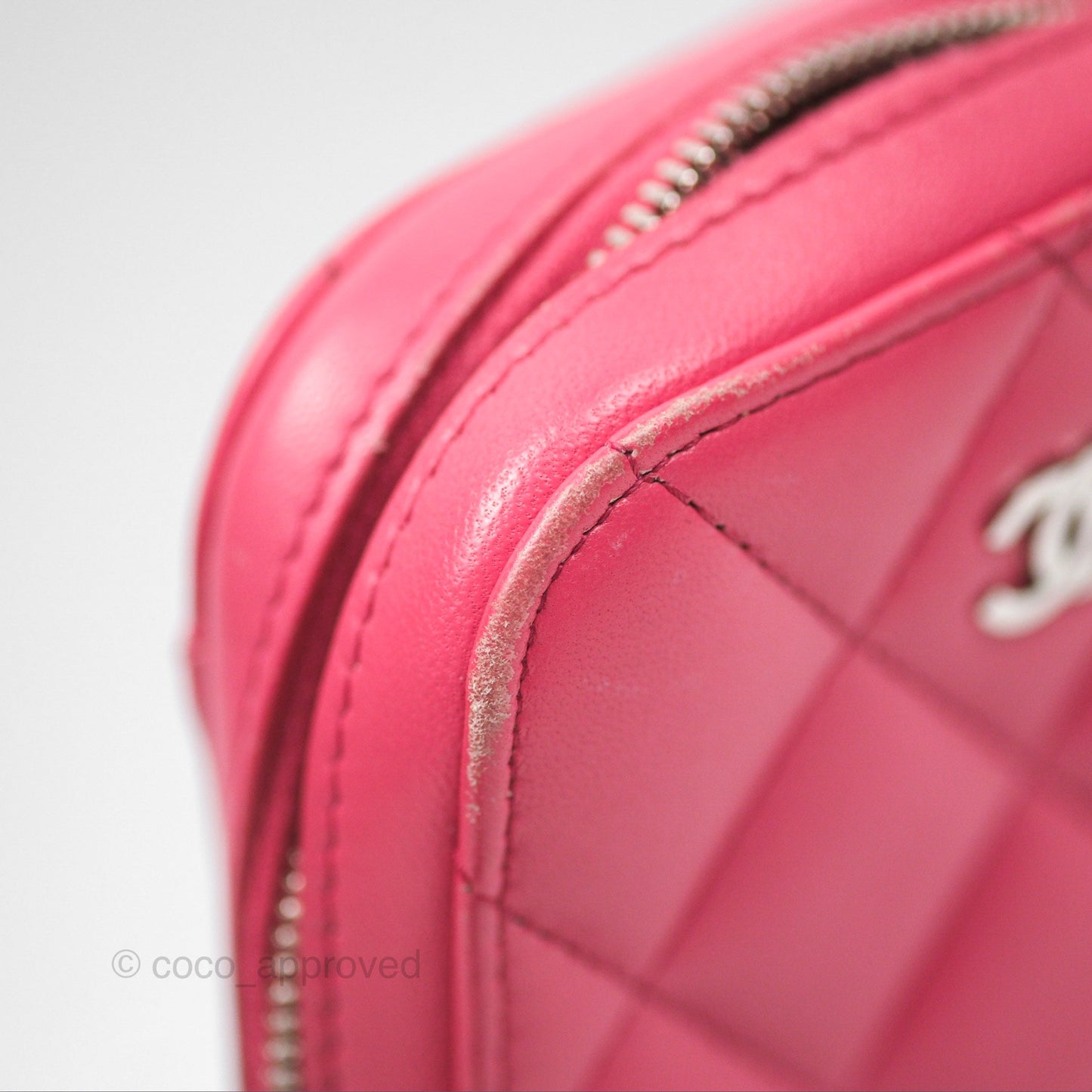 Chanel Quilted Phone Holder Pink Lambskin Silver Hardware