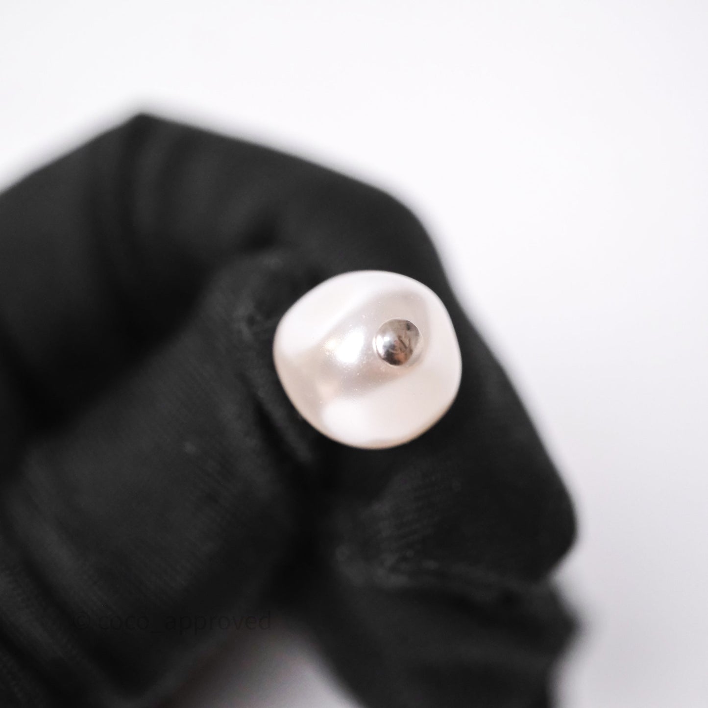 Chanel Drop CC Pearls Earrings Silver Tone 26S