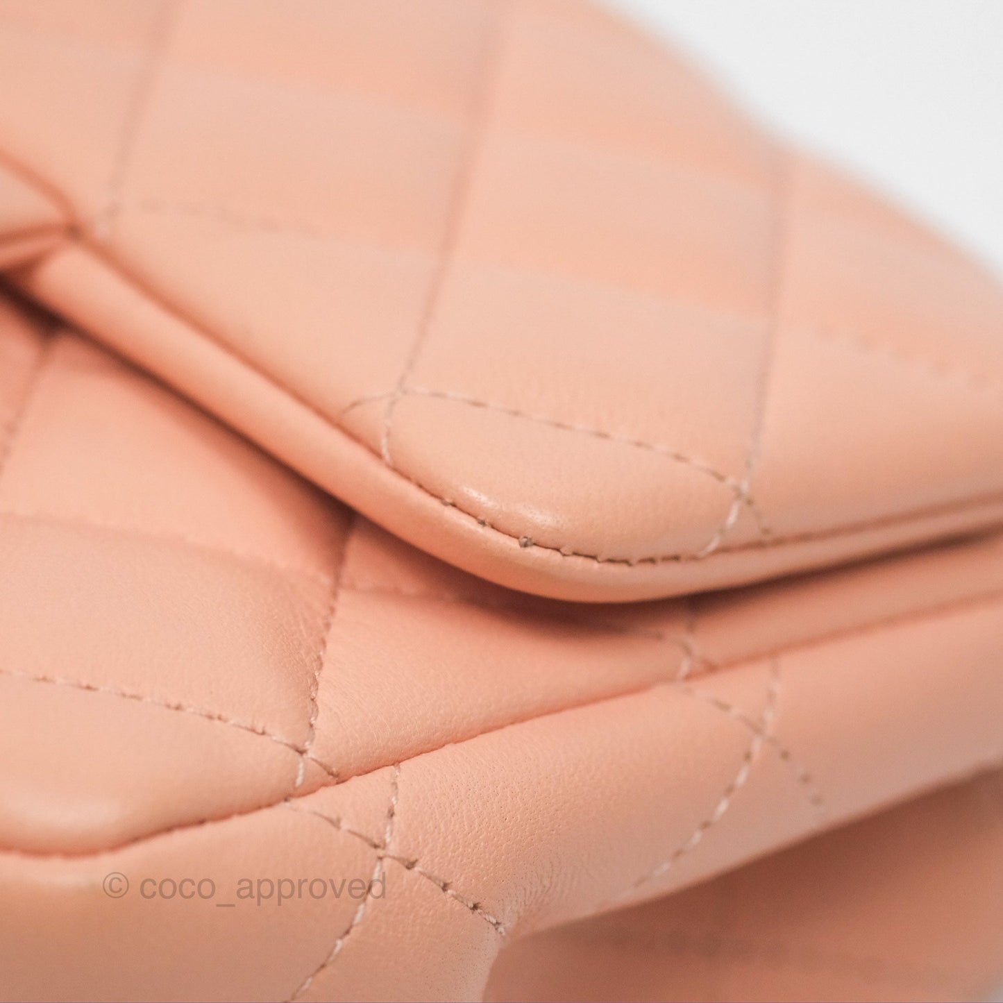 Chanel Quilted Mini Square Lambskin Light Beige Pink Gold Hardware